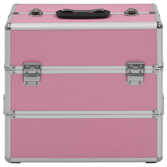 Vidaxl make-up koffer 37x24x35 cm aluminium roze