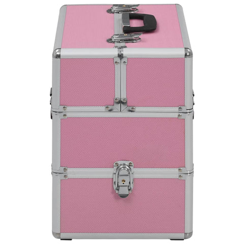 VidaXL Make-up koffer 37x24x35 cm aluminium roze