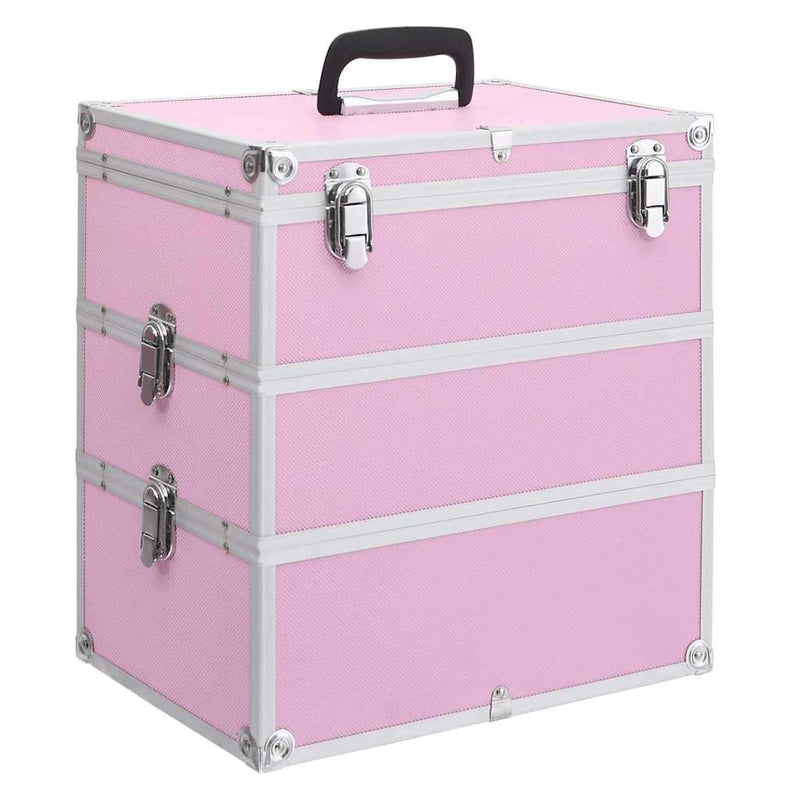 Afbeelding laden in galerijviewer, Vidaxl make-up koffer 37x24x40 cm aluminium roze
