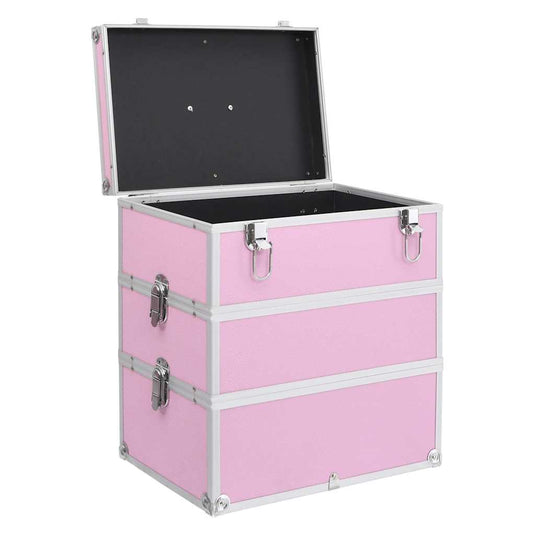 Vidaxl make-up koffer 37x24x40 cm aluminium roze