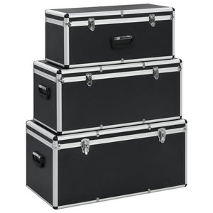 Vidaxl opbergkoffers 3 st aluminium zwart