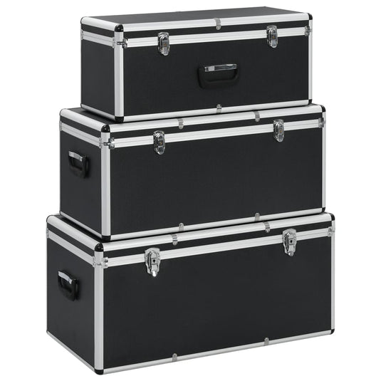Vidaxl opbergkoffers 3 st aluminium zwart