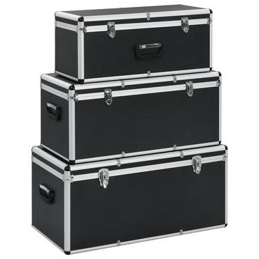 Vidaxl opbergkoffers 3 st aluminium zwart