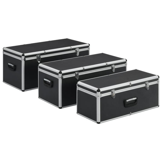Vidaxl opbergkoffers 3 st aluminium zwart