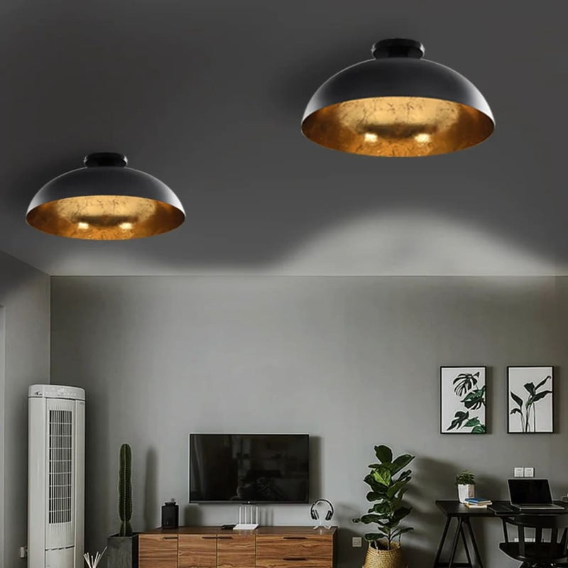 Load image into Gallery viewer, Vidaxl plafondlampen 2 st halfrond e27 zwart en goudkleurig
