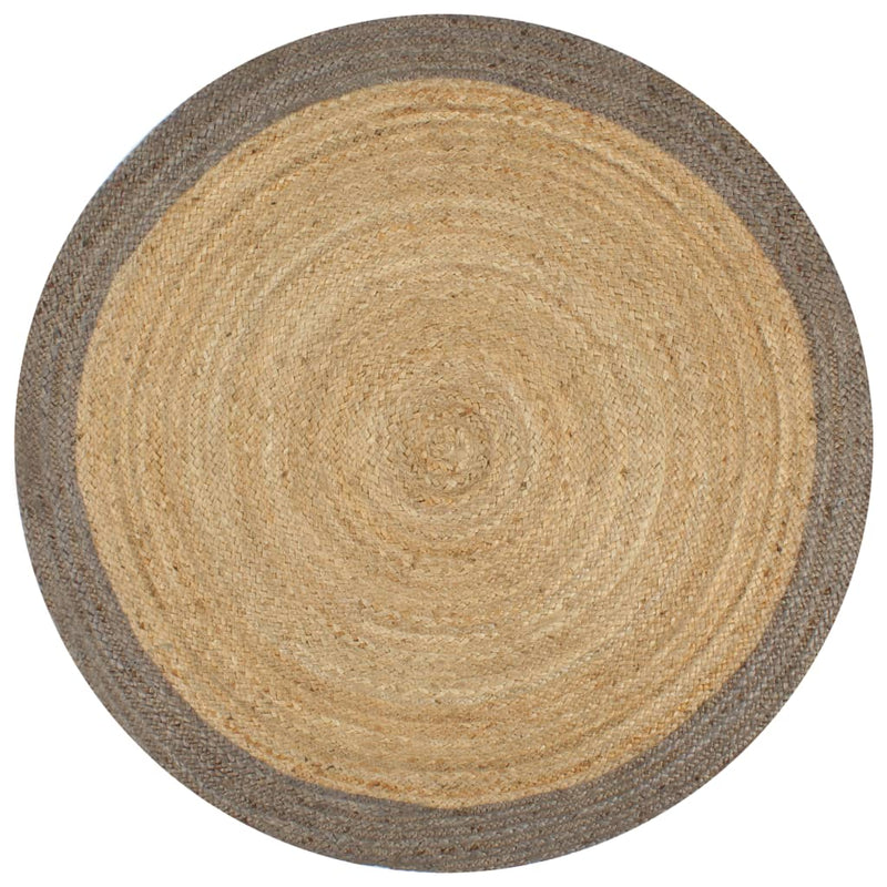 Load image into Gallery viewer, Vidaxl vloerkleed handgemaakt met grijze rand 120 cm jute
