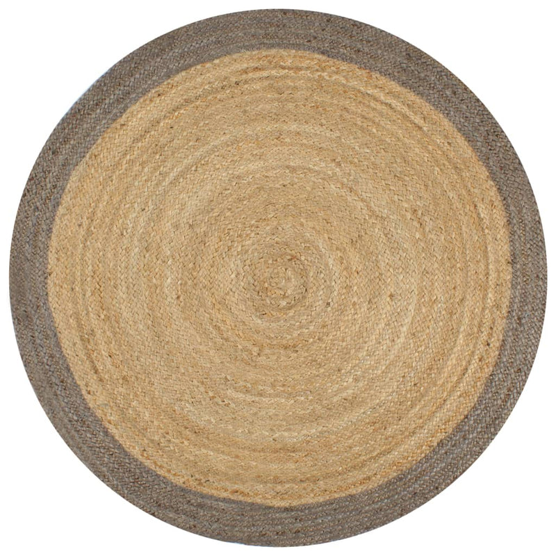 Load image into Gallery viewer, Vidaxl vloerkleed handgemaakt met grijze rand 150 cm jute
