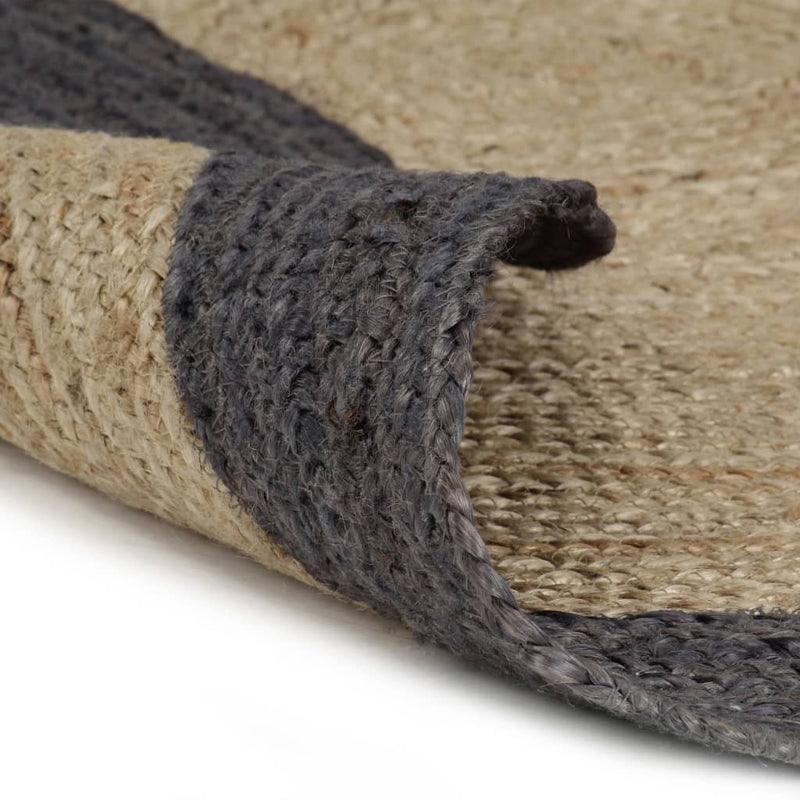 Load image into Gallery viewer, Vidaxl vloerkleed handgemaakt met donkergrijze rand 90 cm jute
