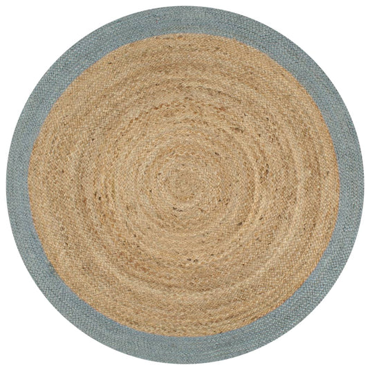 Vidaxl vloerkleed handgemaakt met olijfgroene rand 90 cm jute