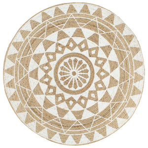 Vidaxl vloerkleed handgemaakt met witte print 120 cm jute