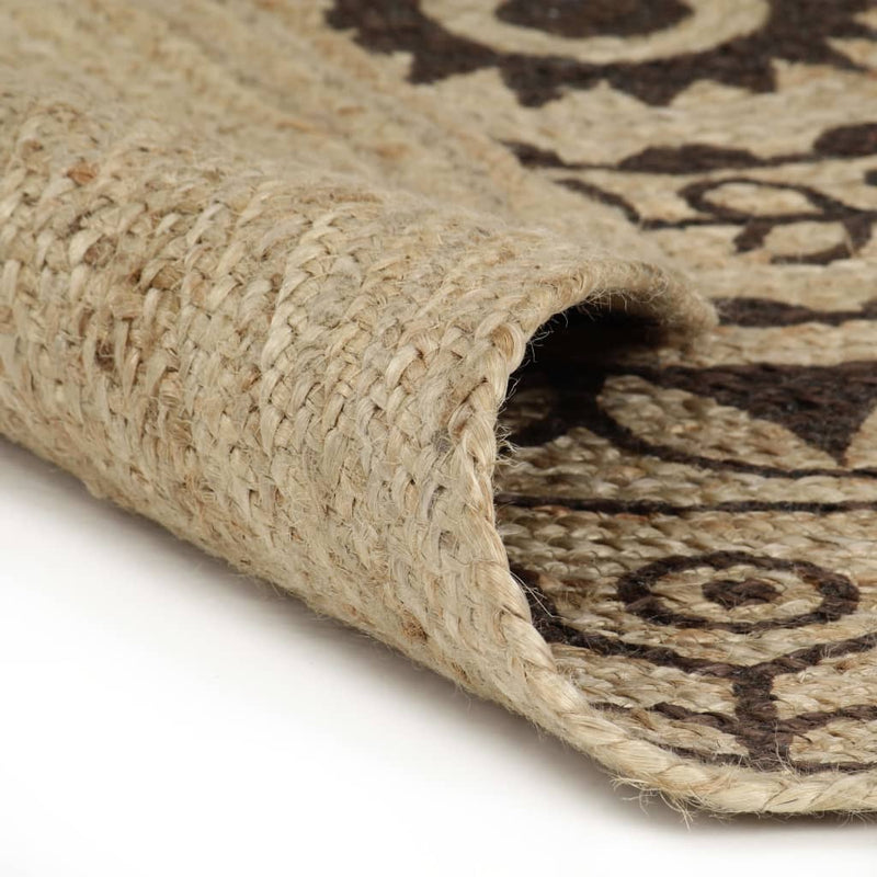 Load image into Gallery viewer, Vidaxl vloerkleed handgemaakt met donkerbruine print 120 cm jute
