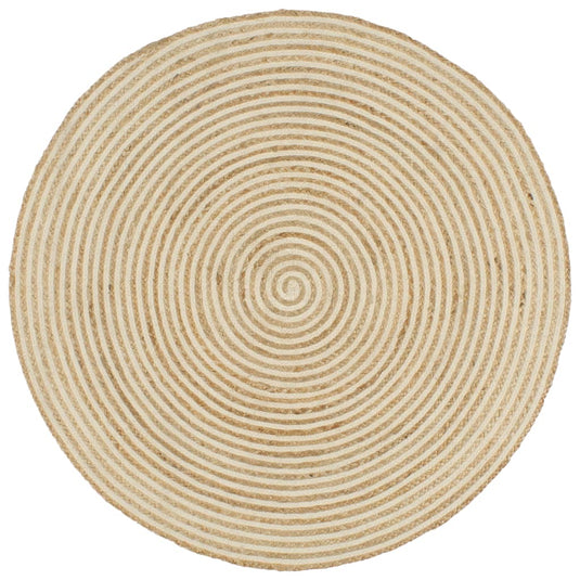 Vidaxl vloerkleed handgemaakt met spiraal ontwerp 90 cm jute wit