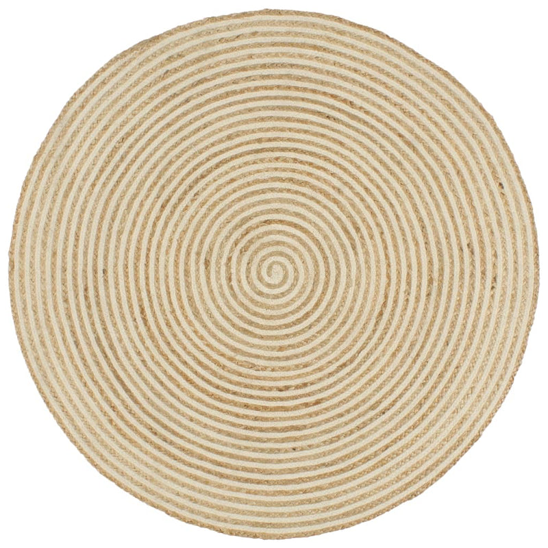Load image into Gallery viewer, Vidaxl vloerkleed handgemaakt met spiraal ontwerp 120 cm jute wit
