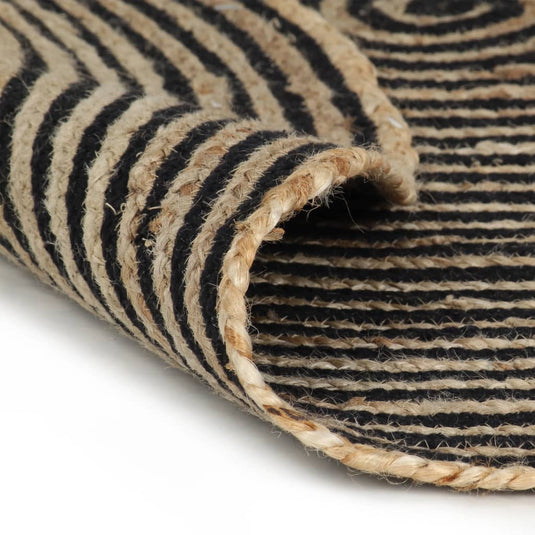 Vidaxl vloerkleed handgemaakt met spiraal ontwerp 120 cm jute zwart