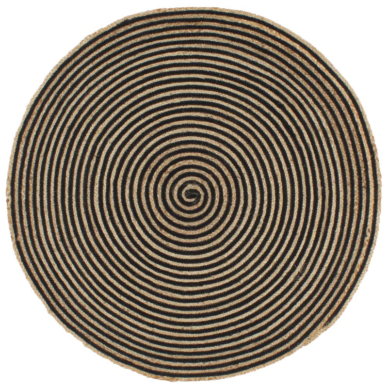 Load image into Gallery viewer, Vidaxl vloerkleed handgemaakt met spiraal ontwerp 150 cm jute zwart
