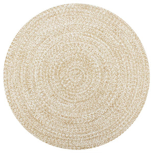 Vidaxl vloerkleed handgemaakt 90 cm jute wit en naturel