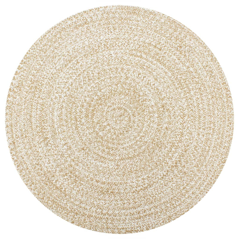 Load image into Gallery viewer, Vidaxl vloerkleed handgemaakt 150 cm jute wit en naturel
