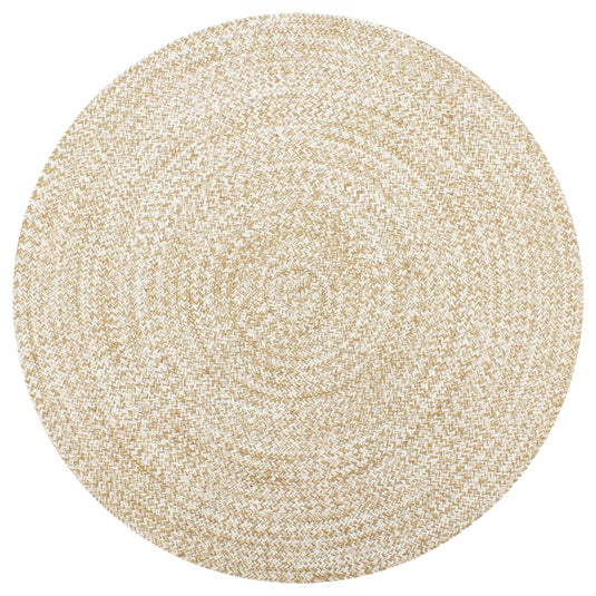 Vidaxl vloerkleed handgemaakt 150 cm jute wit en naturel