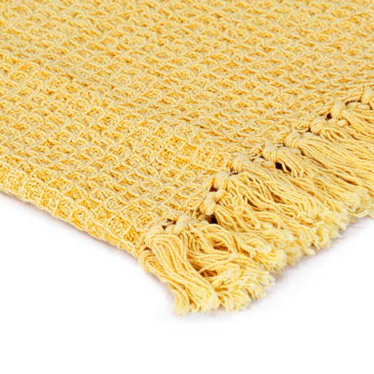 Vidaxl plaid 125x150 cm katoen mosterdgeel