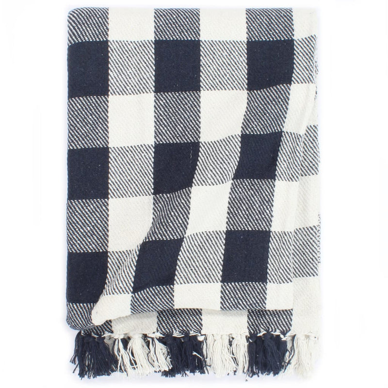 Load image into Gallery viewer, VidaXL Plaid geblokt 220x250 cm katoen marineblauw
