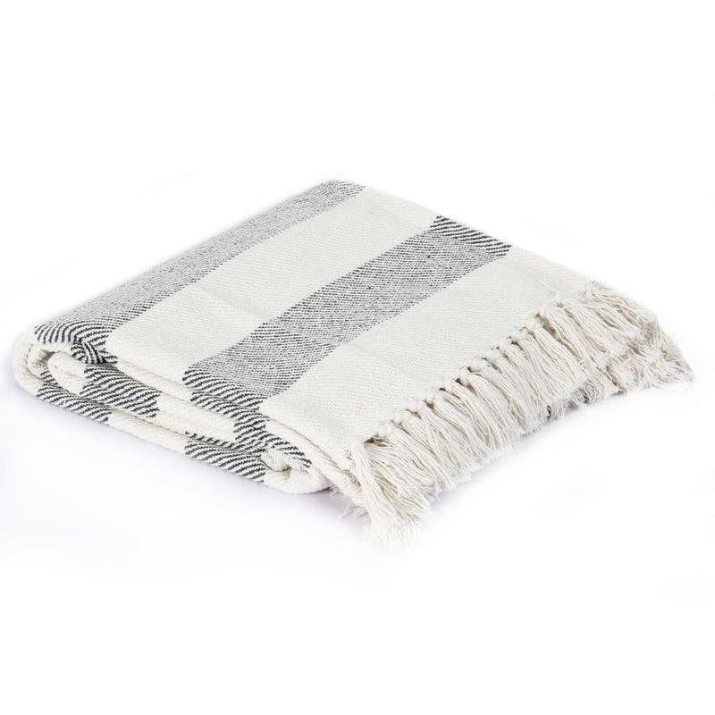 Load image into Gallery viewer, Vidaxl plaid streep 220x250 cm katoen antraciet
