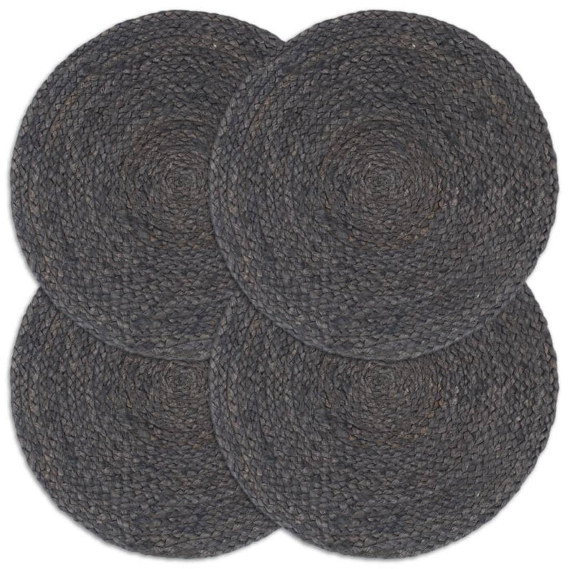 Load image into Gallery viewer, Vidaxl placemats 4 st rond 38 cm jute donkergrijs
