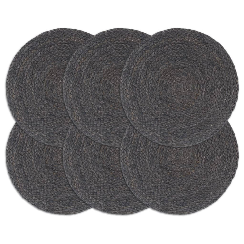Load image into Gallery viewer, Vidaxl placemats 6 st rond 38 cm jute donkergrijs
