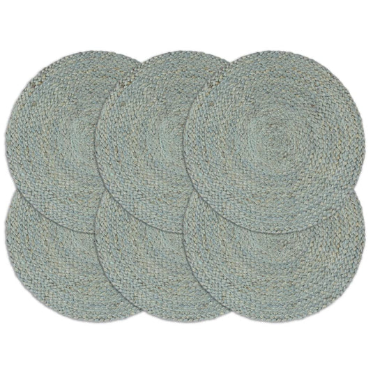 VidaXL Placemats 6 st rond 38 cm jute olijfgroen