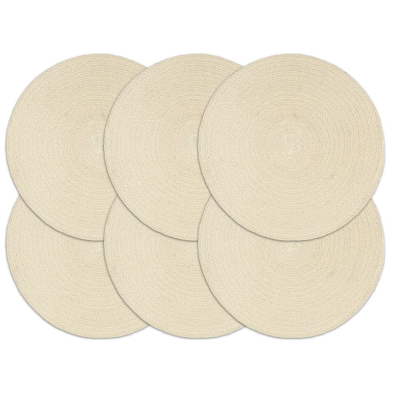 Load image into Gallery viewer, Vidaxl placemats 6 st rond 38 cm katoen natuurlijk
