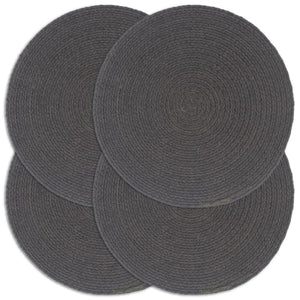 VidaXL Placemats 4 st rond 38 cm katoen effen donkergrijs