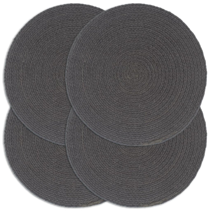 Load image into Gallery viewer, VidaXL Placemats 4 st rond 38 cm katoen effen donkergrijs
