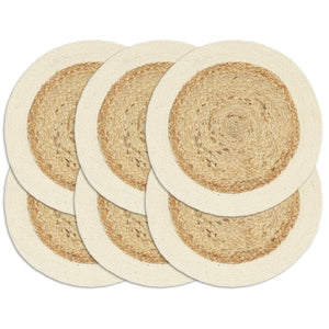 Vidaxl placemats 6 st rond 38 cm jute en katoen natuurlijk