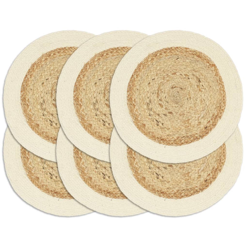 Load image into Gallery viewer, Vidaxl placemats 6 st rond 38 cm jute en katoen natuurlijk
