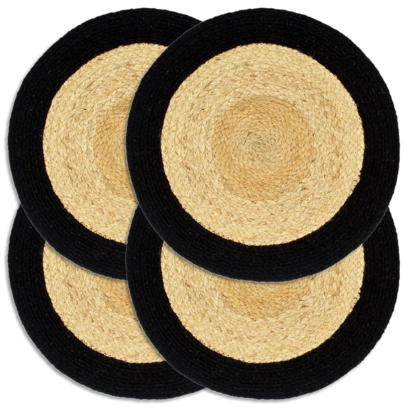 Load image into Gallery viewer, Vidaxl placemats 4 st 38 cm jute en katoen natuurlijk en zwart
