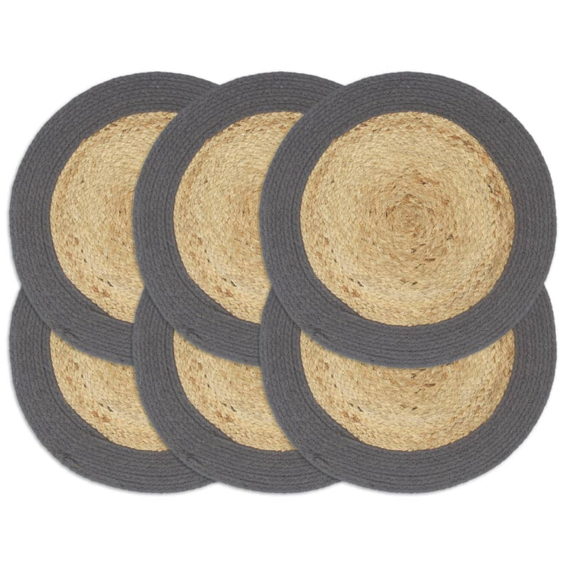 Load image into Gallery viewer, Vidaxl placemats 6 st 38 cm jute en katoen natuurlijk en antraciet
