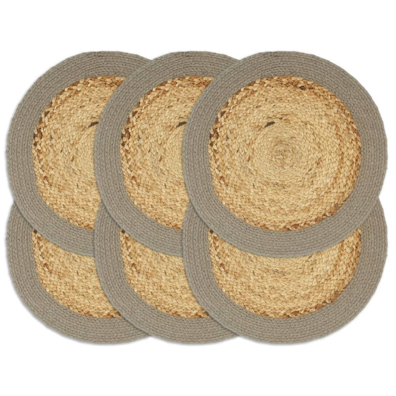 Load image into Gallery viewer, Vidaxl placemats 6 st 38 cm jute en katoen natuurlijk en grijs
