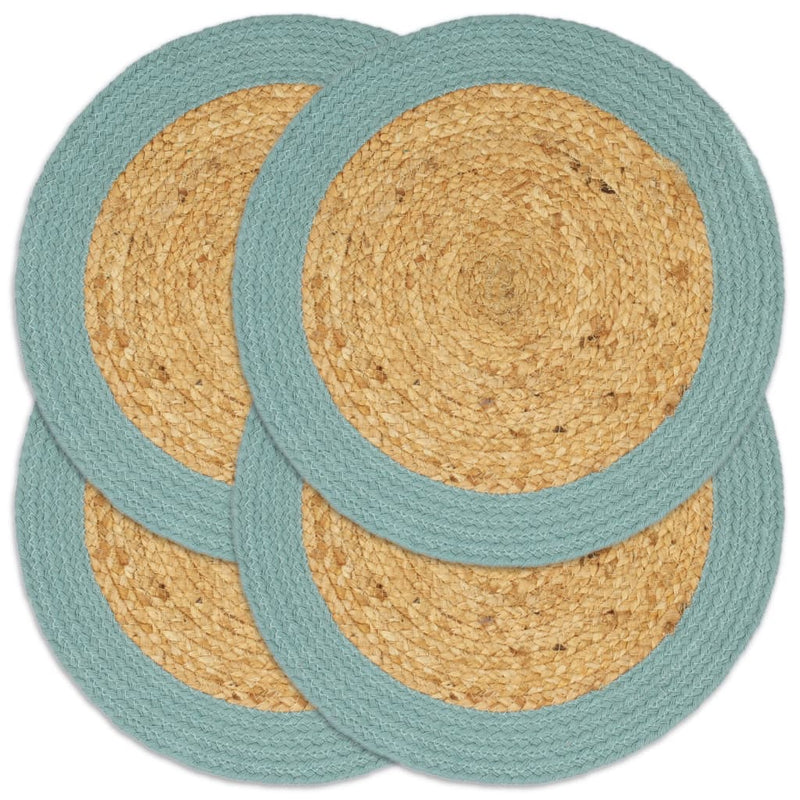 Load image into Gallery viewer, Vidaxl placemats 4 st 38 cm jute en katoen natuurlijk en groen
