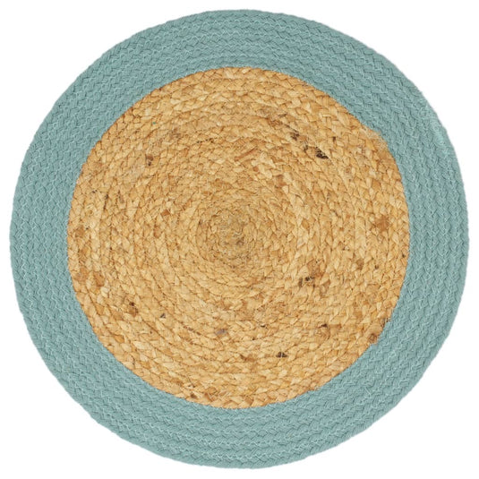 Vidaxl placemats 4 st 38 cm jute en katoen natuurlijk en groen
