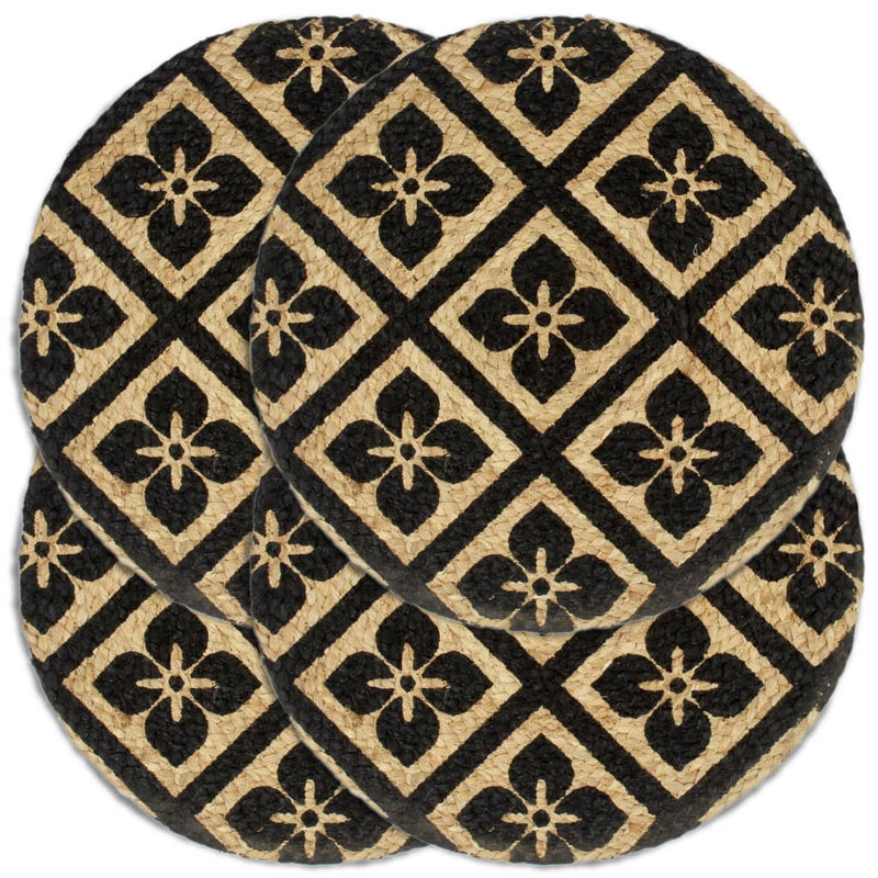 Load image into Gallery viewer, Vidaxl placemats 4 st rond 38 cm jute zwart
