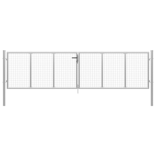 VidaXL Poort 415x150 cm gegalvaniseerd staal zilverkleurig