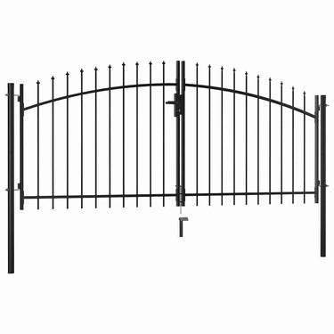Vidaxl hekpoort dubbele deur met speren bovenkant 300x150 cm