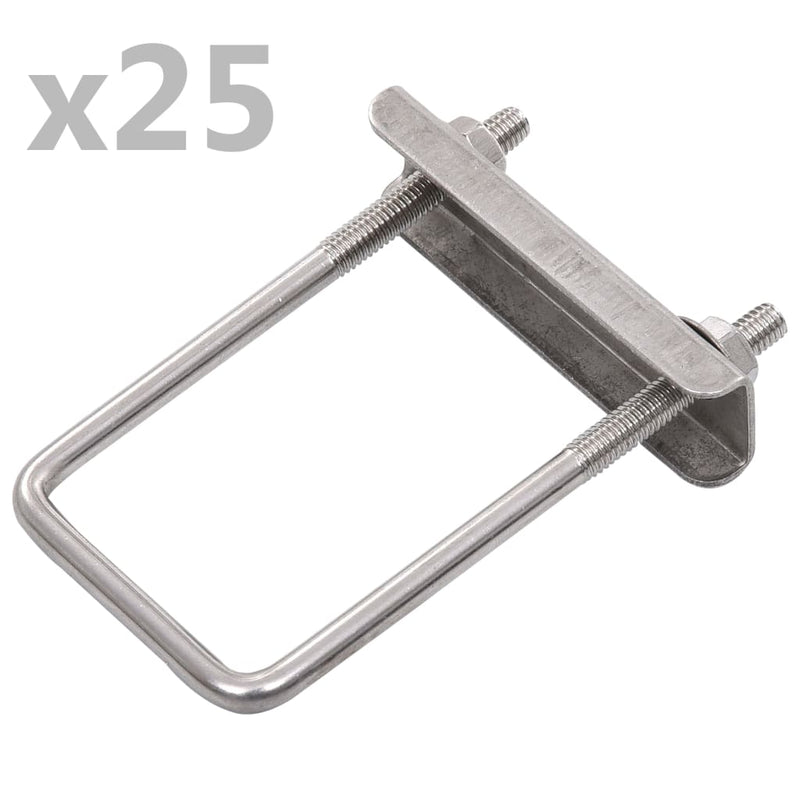Load image into Gallery viewer, Vidaxl u-verbinding voor hekpaal 25 sets 60x40 mm
