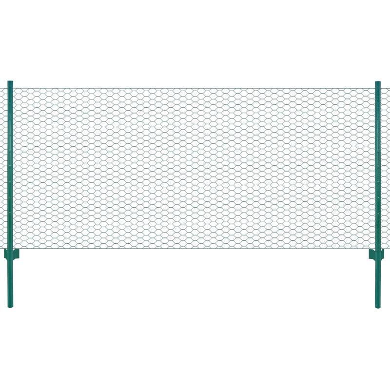 Load image into Gallery viewer, Vidaxl draadgaashek met palen 25x0,5 m staal groen
