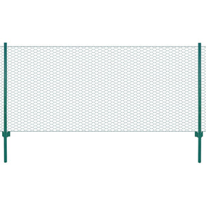 Vidaxl draadgaashek met palen 25x1 m staal groen