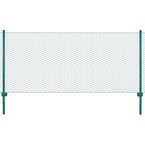 Vidaxl draadgaashek met palen 25x1 m staal groen