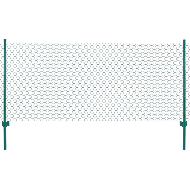 Load image into Gallery viewer, Vidaxl draadgaashek met palen 25x1 m staal groen
