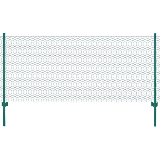 Vidaxl draadgaashek met palen 25x1 m staal groen