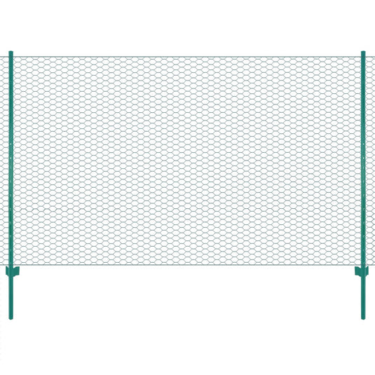 Vidaxl draadgaashek met palen 25x2 m staal groen