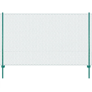 Vidaxl draadgaashek met palen 25x1,5 m staal groen