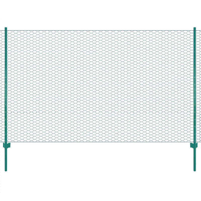 Load image into Gallery viewer, Vidaxl draadgaashek met palen 25x1,5 m staal groen
